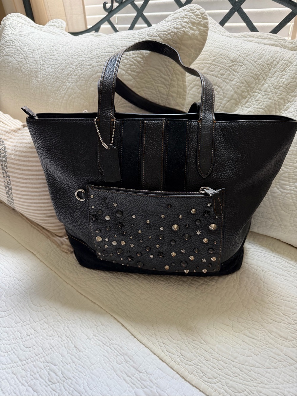 Coach Metropolitan Soft Tote with Studs black